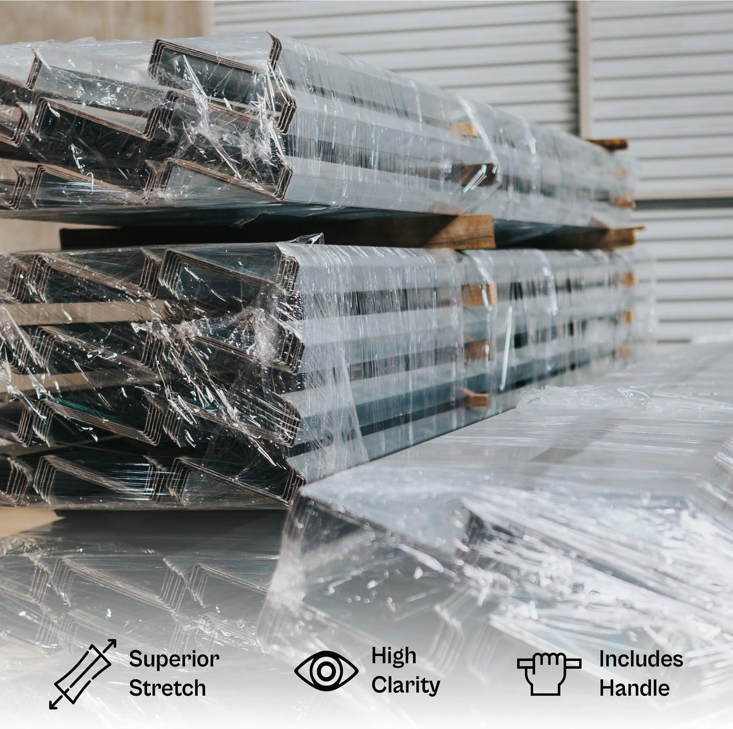 PSBM Mini Stretch Wrap with Handle, 12 Pack, 5 Inch x 1000 Feet, 55 Gauge, Clear High Performance Small Plastic Cling Film for Pallets Moving Storing