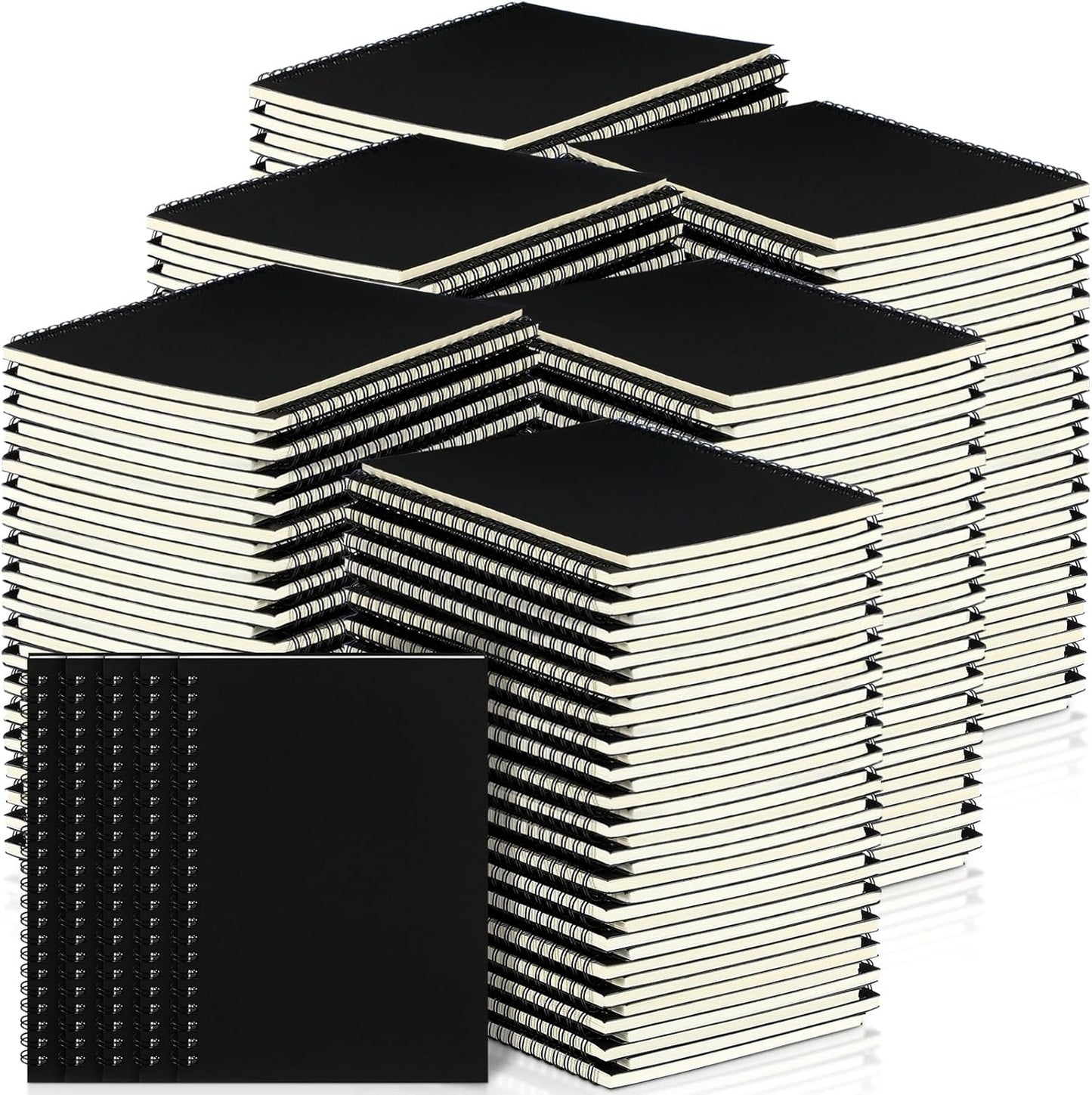 Yahenda 200 Pcs Spiral Notebook Bulk A5 Journal Lined 8.3'' x 5.5'' Writing Composition Paper Small Notepad Subject Notebook for Students Office Business Back to School Supplies (Black)