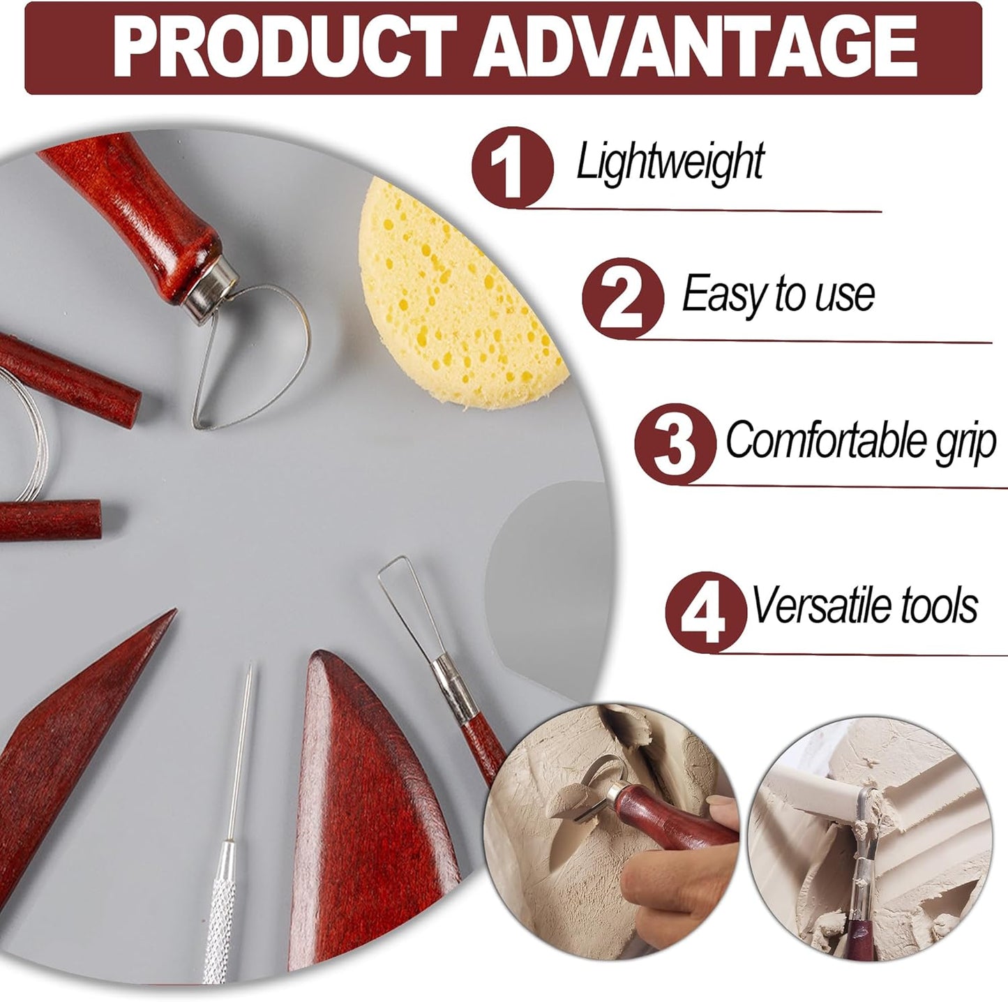 LINPHCEY 8-Piece Clay Sculpting Tools Set Perfect for Polymer Air Dry Modeling Clay Beginners & Professionals Ideal for DIY Pottery & Ceramics Tools for Clay Sculpey Sculpting & Crafting