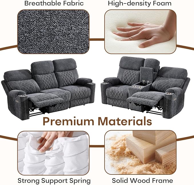 HAOMARKETS Power Reclining Loveseat Sofa Set of 2 - Image 7