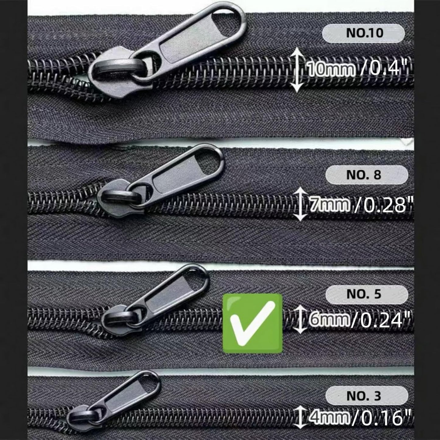 AKTIOIN Metal Zipper Repair Kit for Jackets, Luggage, Bags, Backpack, No Sewing Required Detachable Zip Heads Zipper Pull Replacement (Golden, #5)