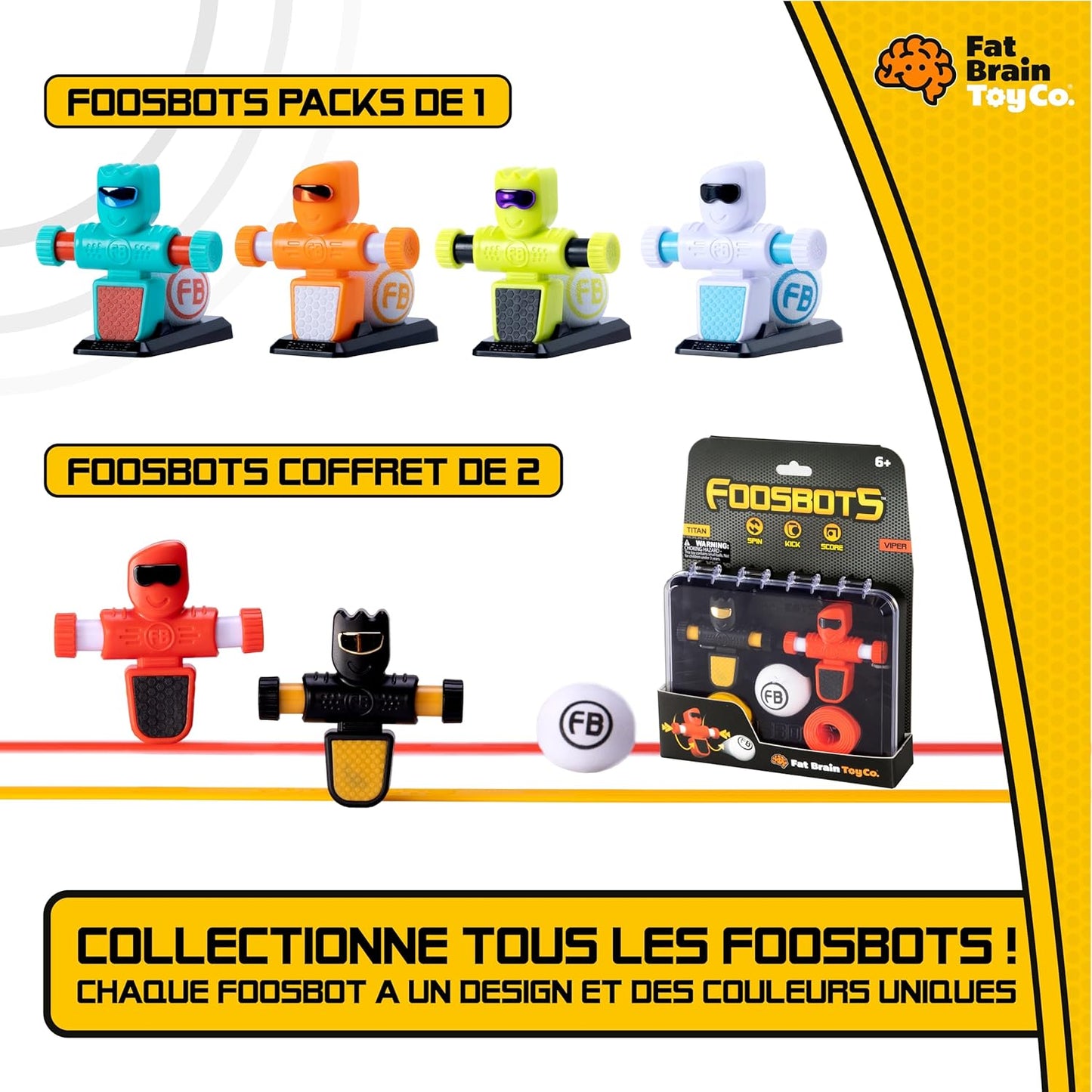 Fat Brain Toys Foosbots On The Go Tabletop Trickshot Game, 2 Player Soccer Toys, Games for Kids Ages 6+