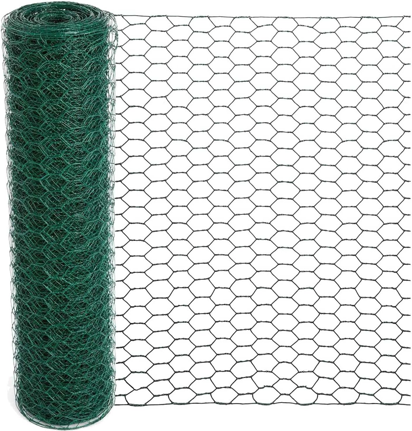 Chicken Wire for Floral Arrangements, 15.7 x 157 Inches Green Mesh, 0.6 Inch Hexagonal Galvanized PVC Coated Netting Fence for Crafts, Poultry, Garden