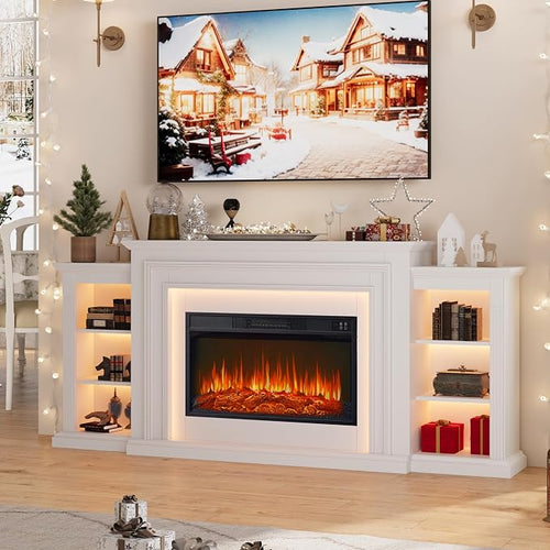 80" LED Lights Electric Fireplace by BOSHIROFurniture