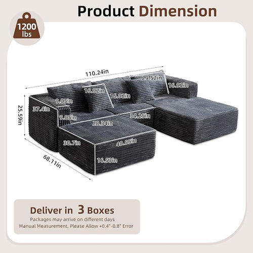 110" Modular Sectional Couch - Image 2