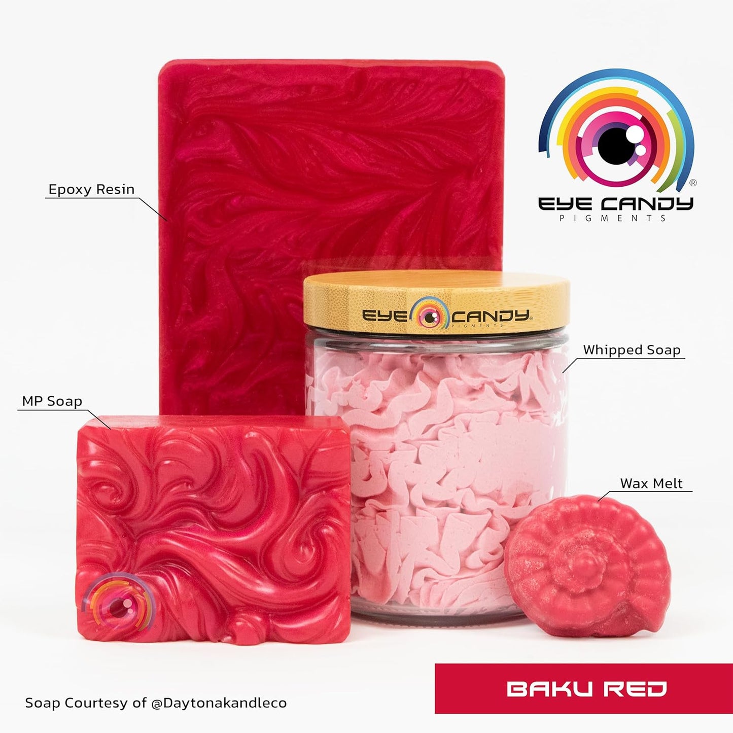 Eye Candy Pigments Premium Red Mica Powder - Baku Red (50gr) - for Epoxy, Resin, Soap, Paint, Woodworking, Acrylic Pouring, Bath Bombs, Fishing Lures - DIY Arts and Crafts Additive
