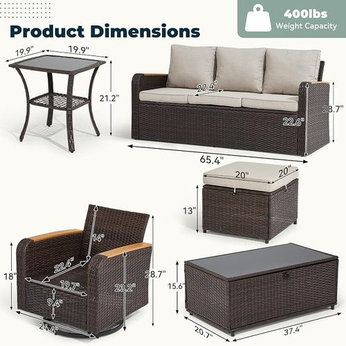 7 Pieces Outdoor Furniture Set - Image 2