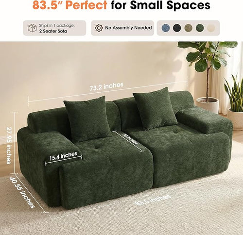 83.5" Boneless Loveseat Couch, Cloud Comfy Couches - Image 2