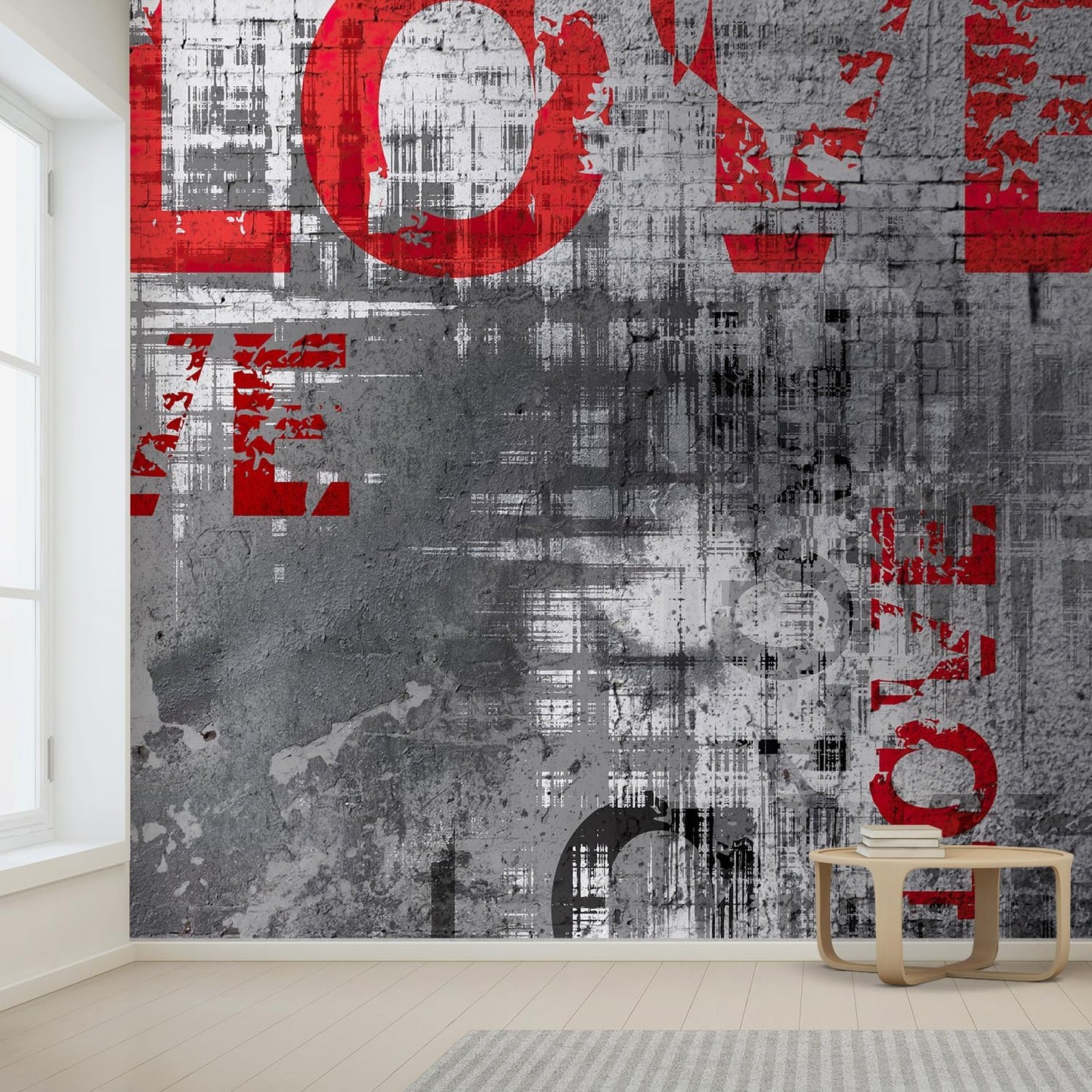 wall26 Wall Sticker/Wall Mural Love Letters Graffiti, Not Peel and Stick, Non-Woven Wallpaper Decorative for Bedroom, Living Room, Office - 120x168 inches