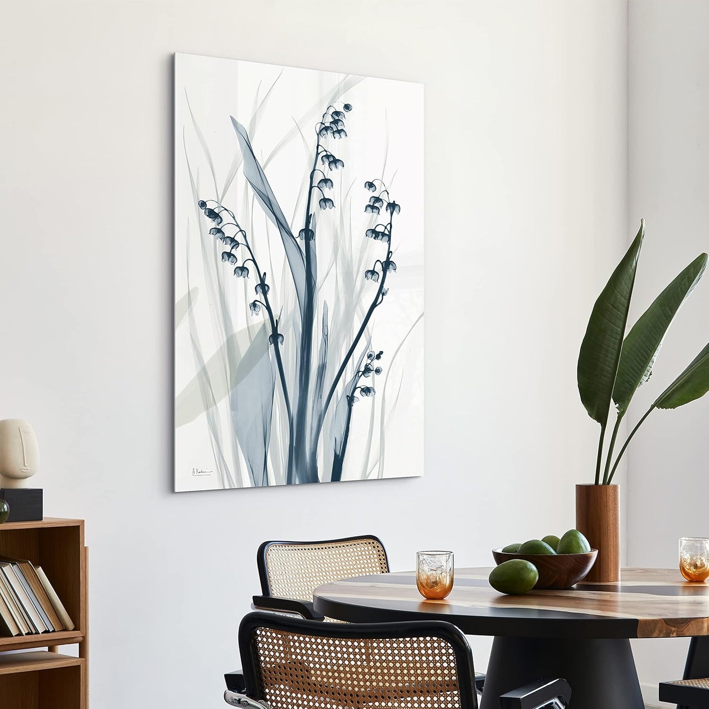 Empire Art Direct Frameless Free Floating Tempered Glass Panel Graphic Wall Art Ready to Hang, 32" x 48", Radiant Blues 2, Blue Flower