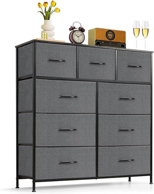 9-Drawer Dresser for Bedroom, Anti-Tip Tall Storage Organizer Chest of Drawers by SageNest