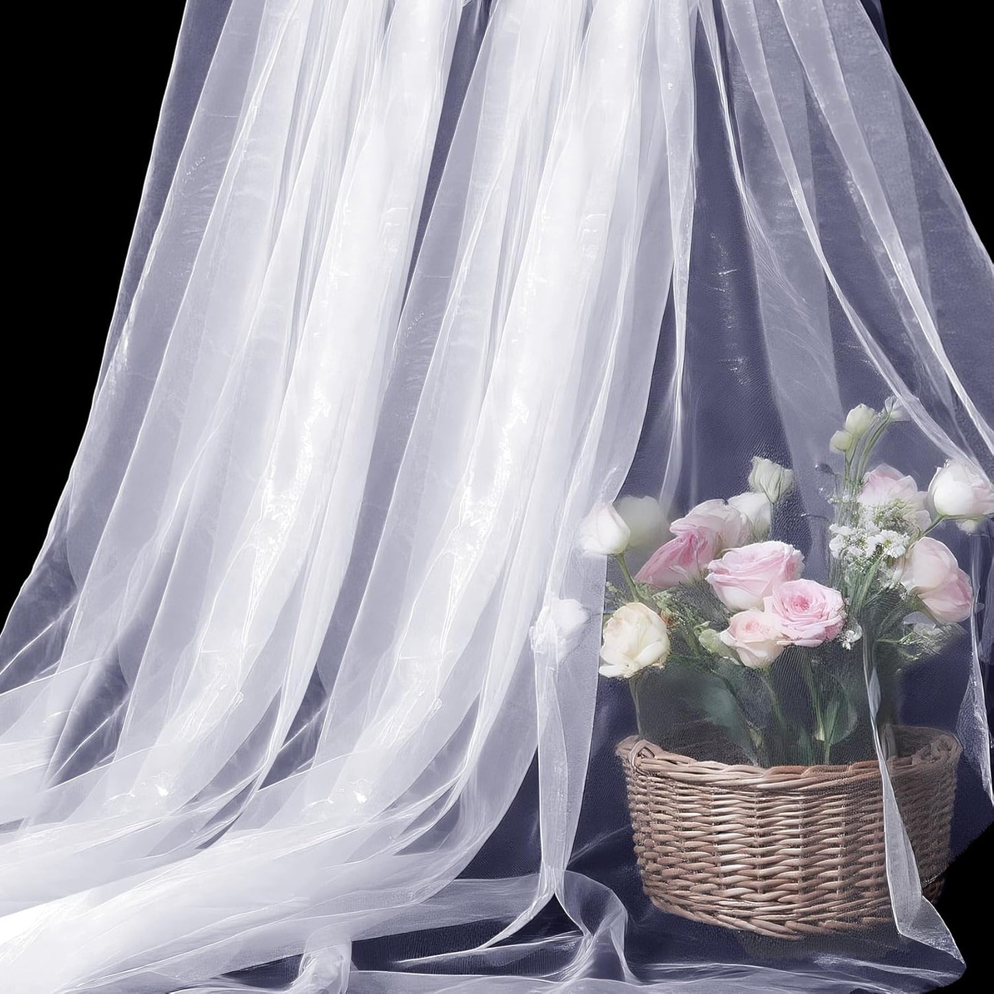 Organza Fabric by The Yard, 60 Inch Wide 3 Yards (9 ft) Long Sheer Fabric for DIY Sewing Projects Wedding Decorations Party Backdrops Curtains (White)