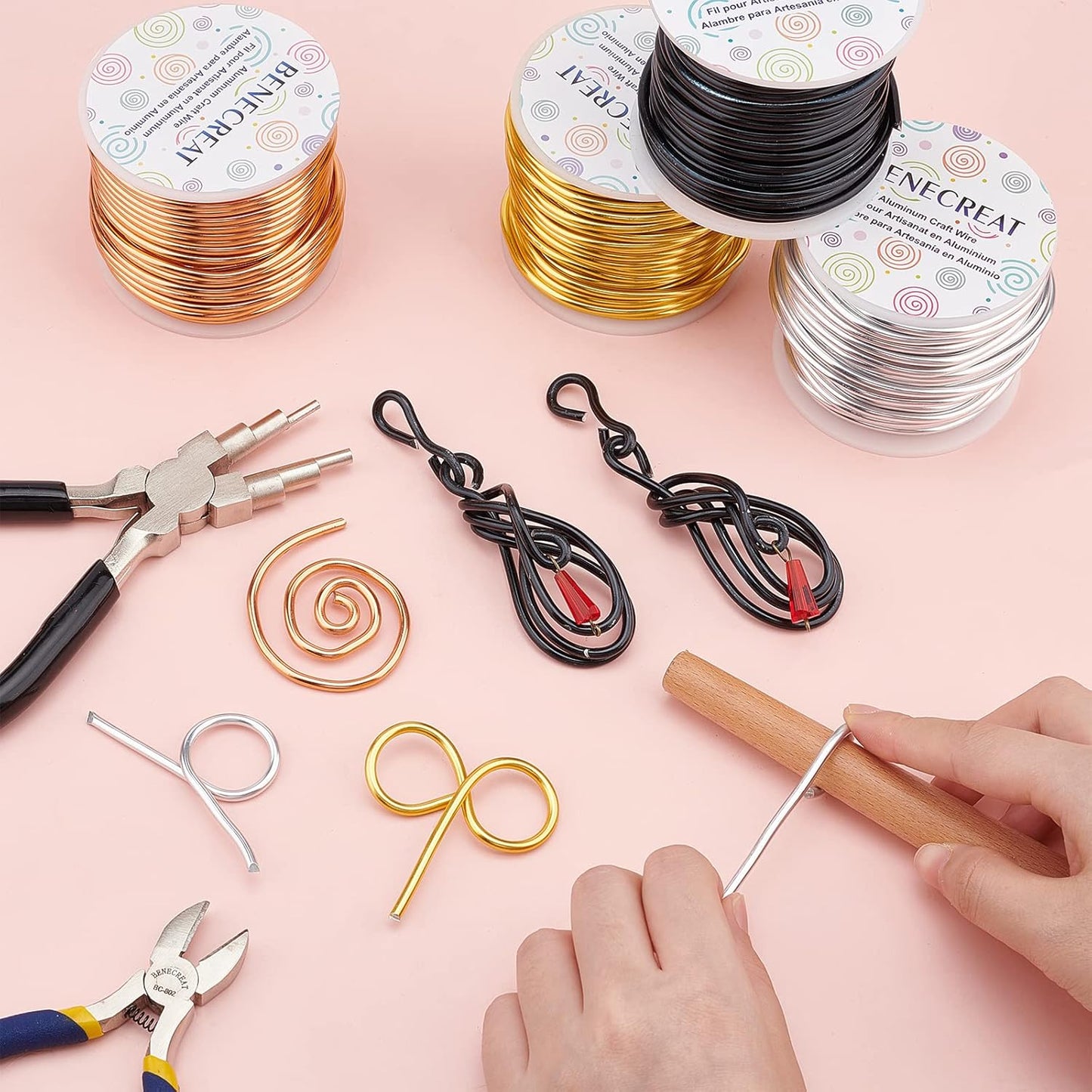 BENECREAT 9 Gauge Aluminum Craft Wire - 55 Feet Bendable Metal Sculpting Wire in Copper Tone for Craft, Floral, Plant Gardening, Model Making