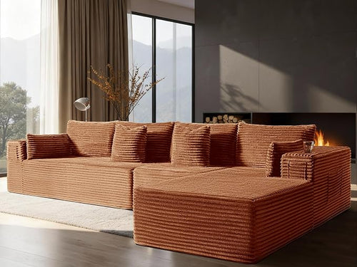 138" Cloud Sectional Couch, Comfort L Shaped Boneless Couch by VYUXWO