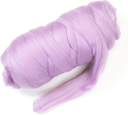 Kondoos Colored Natural Wool roving, 1 lb. Best Wool for Needle Felting, Wet Felting, handcrafts and Spinning. (Lavender, 1 lb)