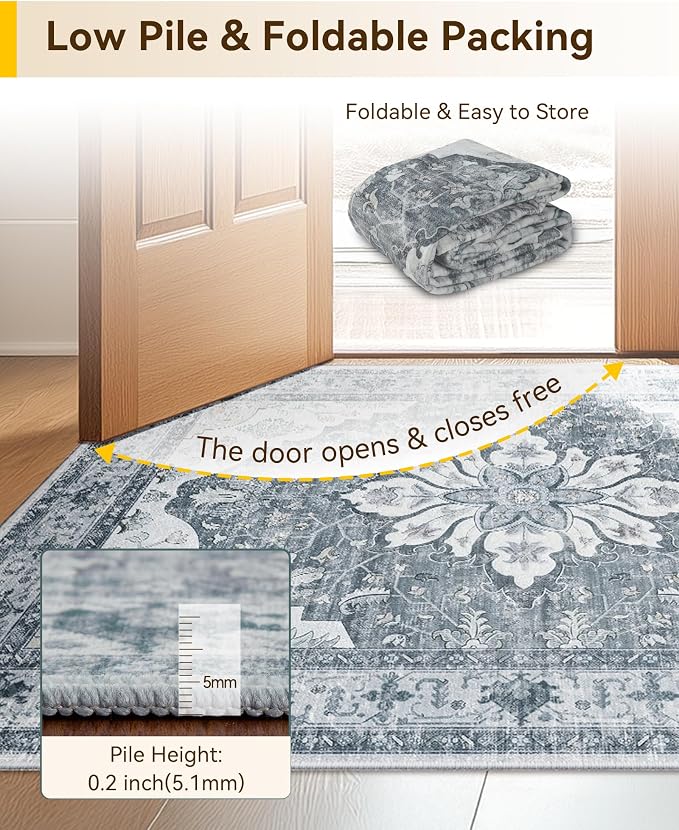 RELEANY Area Rugs 2'x8' Runner Rug Non Slip Washable - Image 7