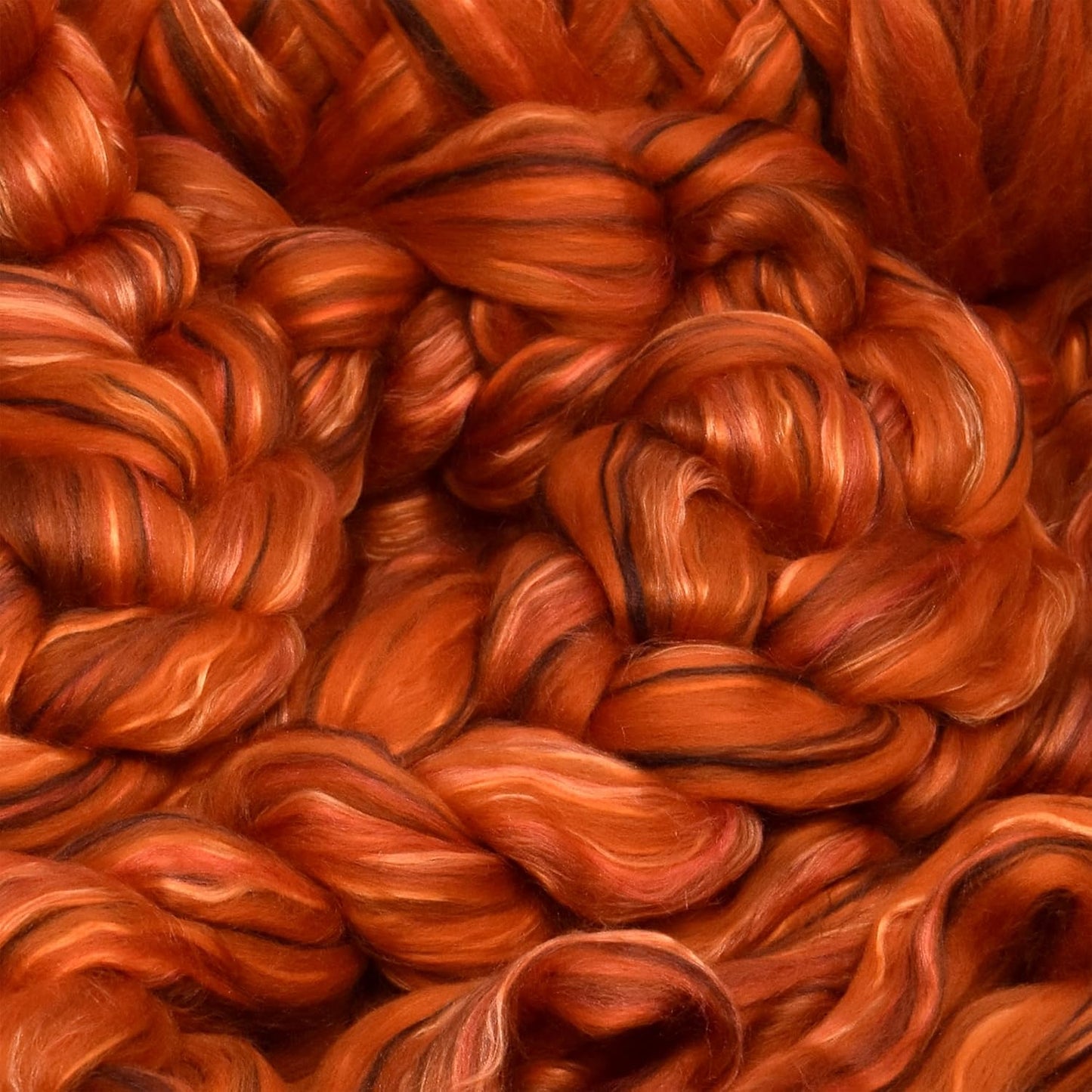 Merino Silk Luxe Tonal Designer Blend. Superfine Merino, Mulberry Silk, Tussah Silk. Top Roving for Spinning or Felting. Amber Glow 1oz