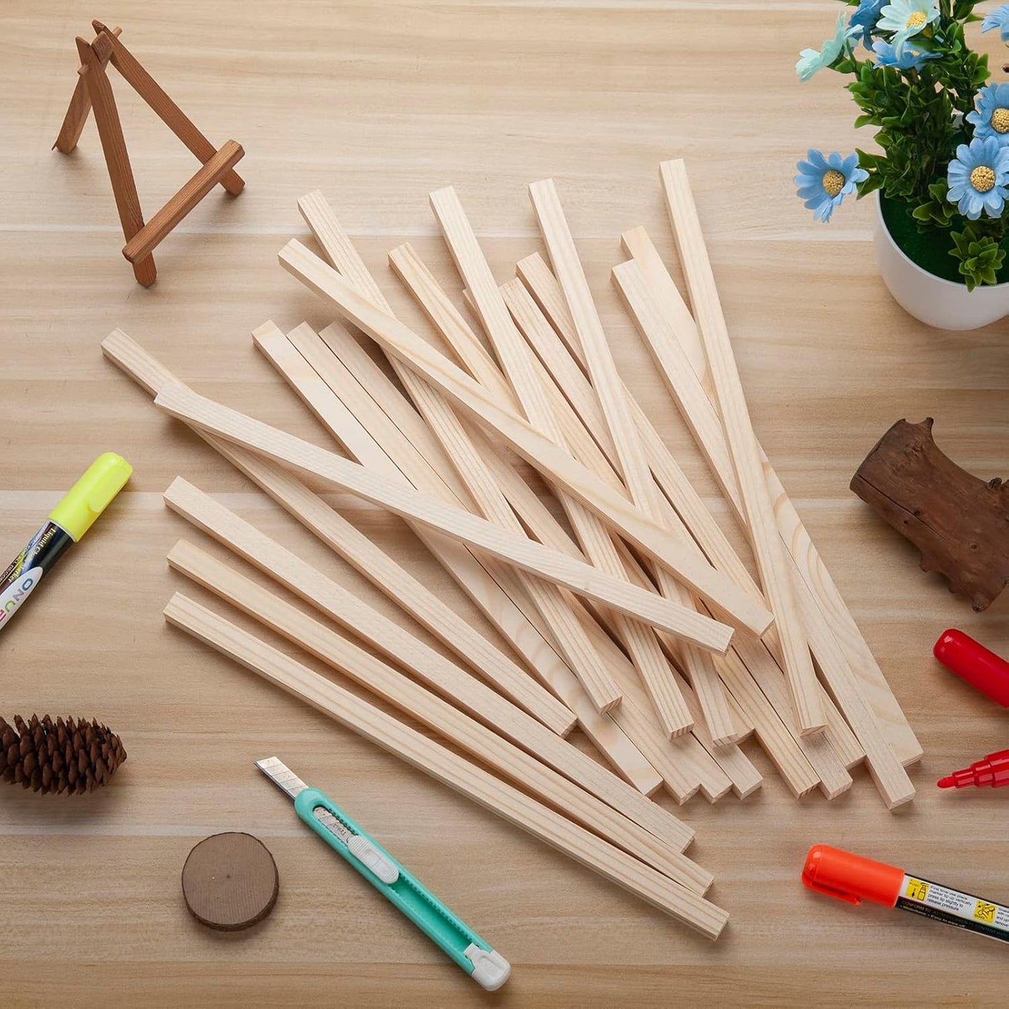 Square Wooden Dowel Rods, 20PCS 1/2" x 15" Square Wood Dowel Rods Wooden Sticks for Crafts, Unfinished Hardwood Sticks Wood Strips for Woodworking, Crafting, Arts and DIYers, Home Decor, Model Making