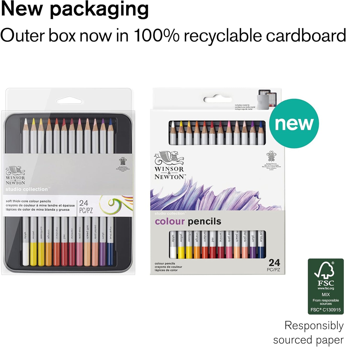 Winsor & Newton Studio Collection Artist Pencils, Color Pencils, Set of 24