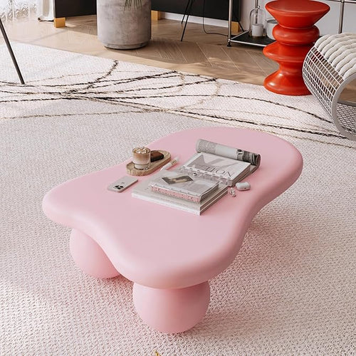 40” Cloud Coffee Table with 3 Ball Legs, Modern Irregular Center Table by BSYEIO