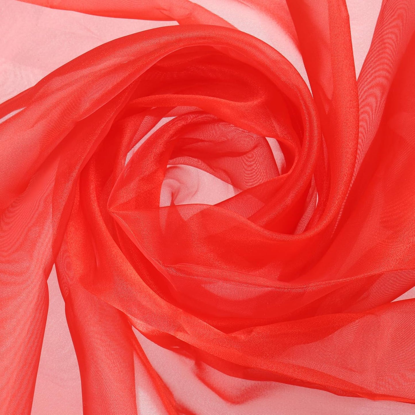 MECCANIXITY Iridescent Sheer Organza Fabric, 10 Yards x 59 Inches Solid Holographic Shiny Fabric Organza Cloth for Wedding, Curtains, Costume, Photo Background, Red