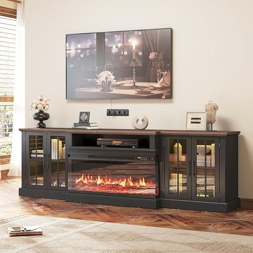 87" Farmhouse TV Stand with 36" Fireplace by Nordivale