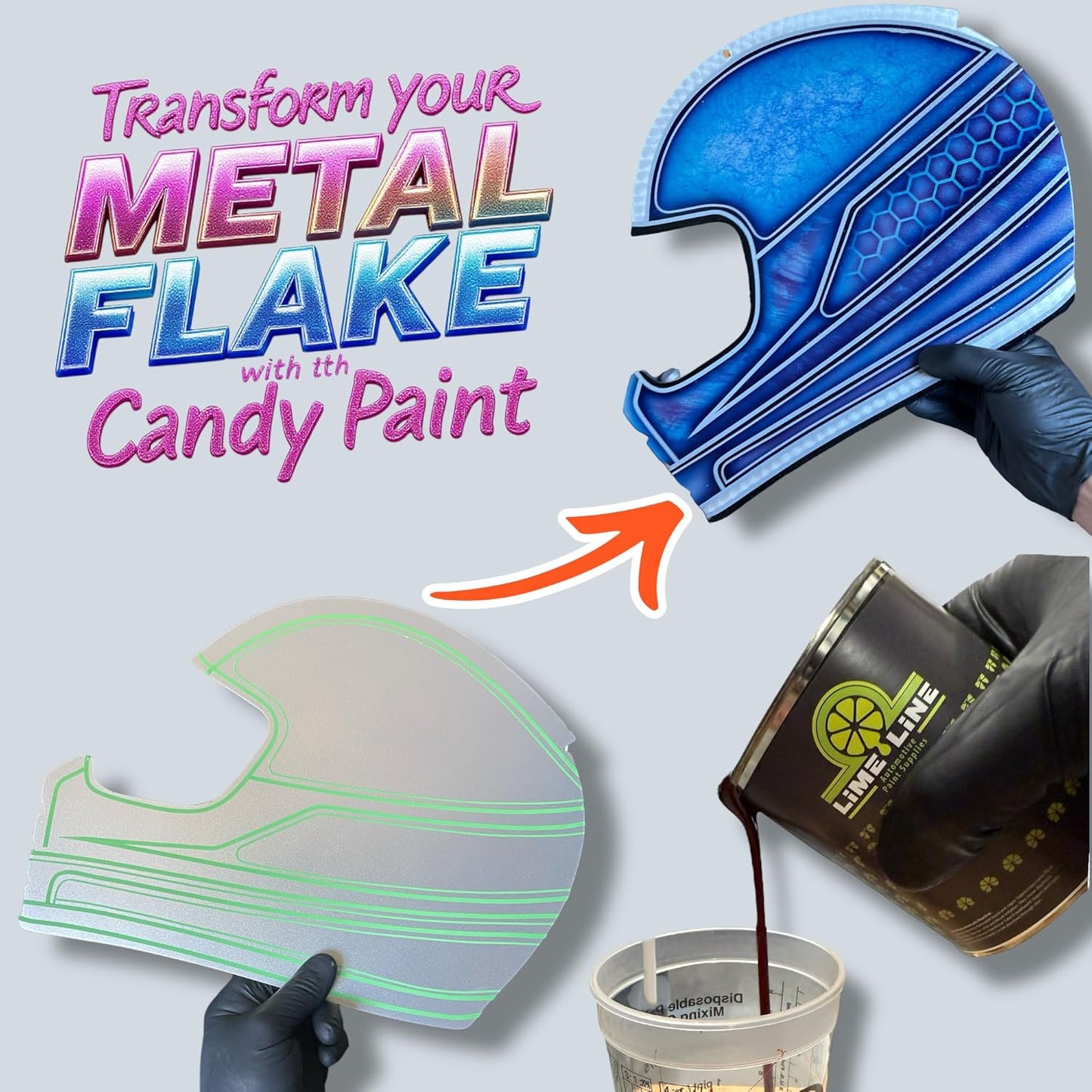 LiME LiNE Sprayable Metal Flake Paint Additive: Solvent Resistant Glitter for Automotive Custom Painting (Sky Blue)