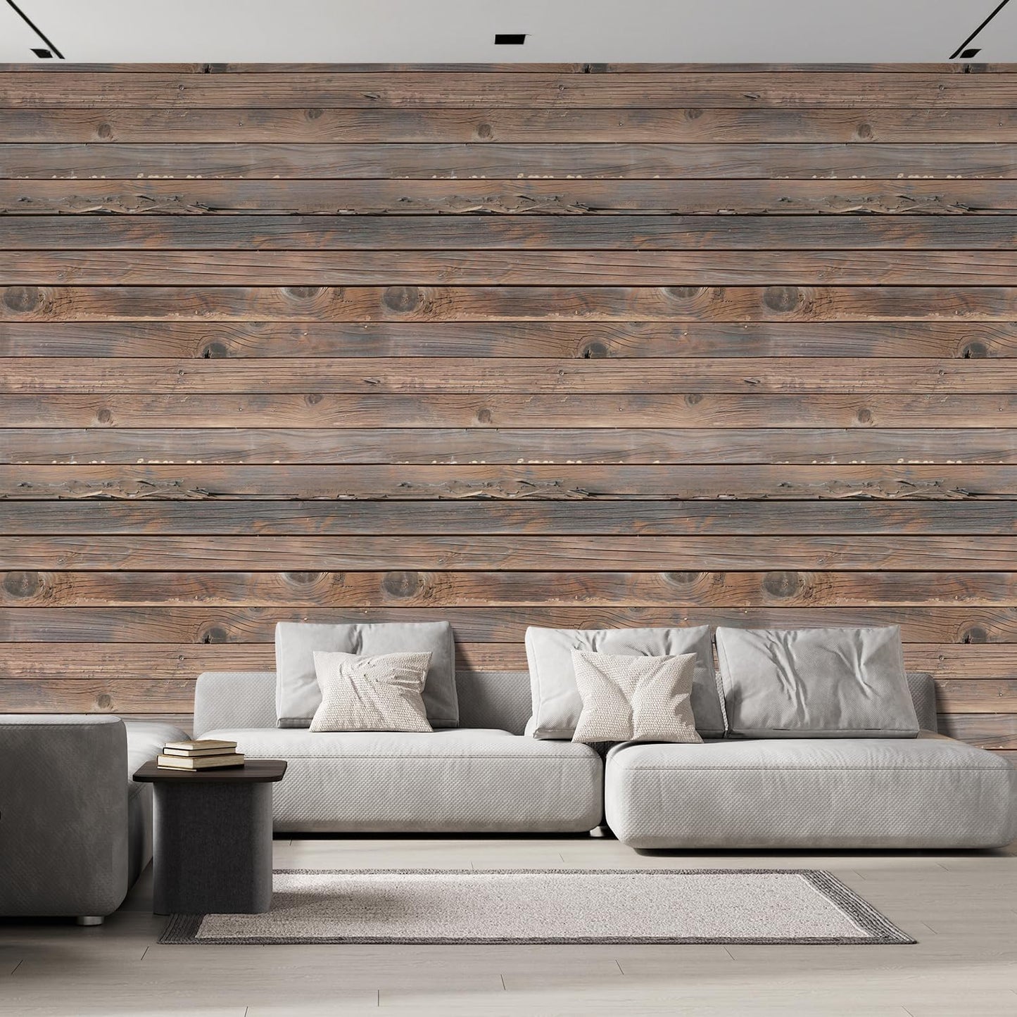 wall26 Horizontal Brown Vintage and Retro Wood Textured Paneling, Wall Mural, Removable Wallpaper, Home Decor - 120x144 inches