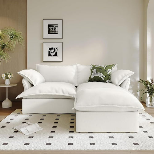 2 Seat with Ottoman L Shape Modular Sectional Couch Sofa by Gtilzria