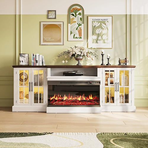 87" Farmhouse TV Stand with 36" Fireplace - Image 2