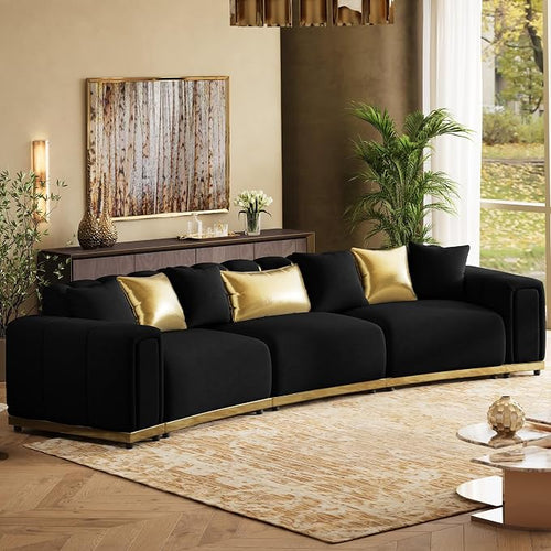 145" Oversized Velvet Chesterfield Sofa Sectional Couch by ModernSofaforLivingRoom