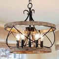 20" Farmhouse Chandelier, Rustic Drum Chandelier Light Fixture Over Table by DawnWhisper