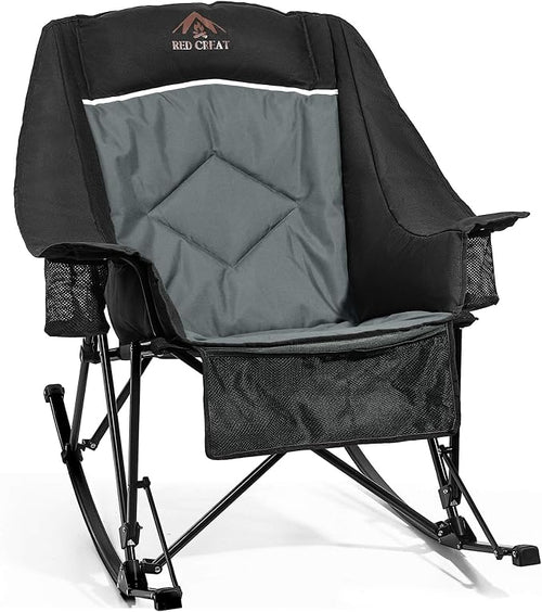 400lbs Rocking Camping Chair, Oversized Heavy Duty XL Folding Rocker by RedCreatCampingEssentials