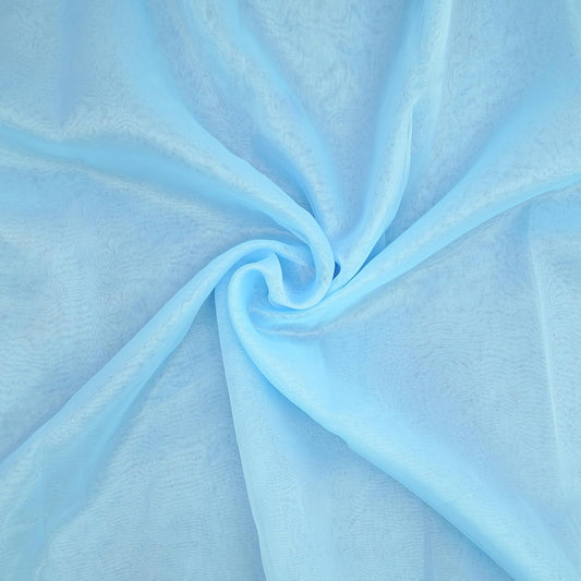 Organza Fabric 5 Yard Bridal Solid Sheer Organza Fabric Bolt for Wedding Dress, Fashion, Crafts, Decorations Silky Shiny Organza 44" - (5 Yard, Sky Blue)