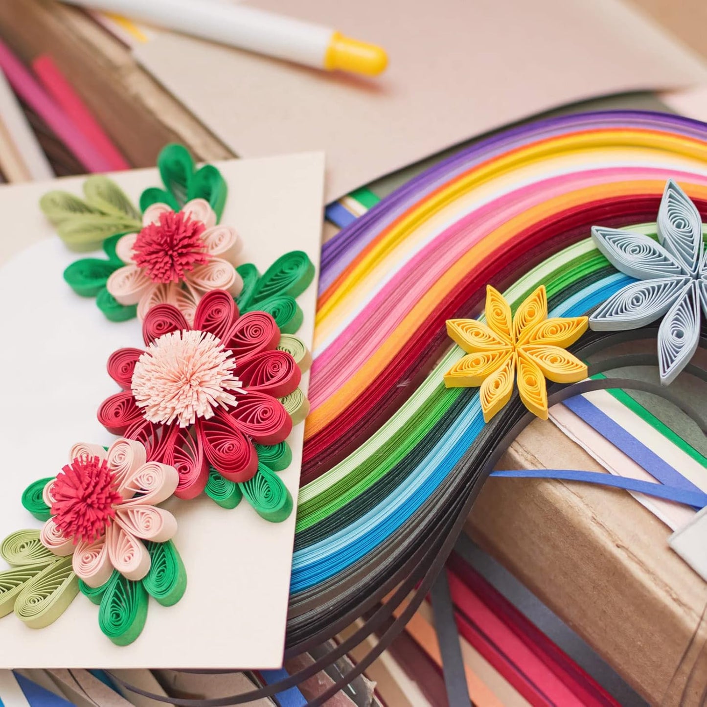 PATIKIL 120pcs Quilling Paper Strips Paper Flowers Quilling Kits 3/8"(10mm) Origami Paper for Adults Beginner Art Craft, 21"(54cm) Mint Green
