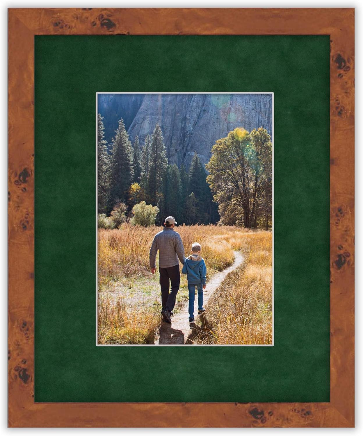 Pack of 25 Acid Free 8x10 Mats Bevel Cut for 6x8 Photos - Green Suede Precut Matboards With Backing Boards and Clear Photo Mat Bags For Pictures, Photos, Framing - 4-ply Thickness