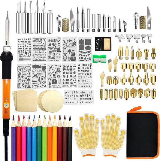Wood Burning Kit, 110 Pieces Wood Burning Tool with Adjustable Temperature 200-420°C, Professional Wood Burner Pen for Embossing Carving Soldering