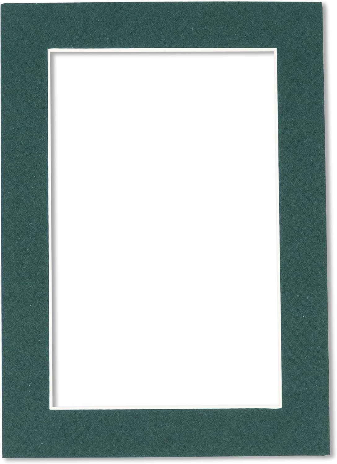 8.5x11 Mat Bevel Cut for 7x9 Photos - Acid Free Forest Green Precut Matboard With Backing Board and Crystal Clear, Self Seal Photo Mat Bag - For Pictures, Photos, Framing - 4-ply Thickness