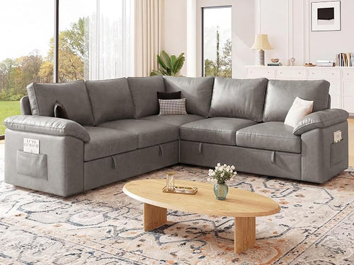 85 Inch Faux Leather Modular Sectional Sofa - Image 2