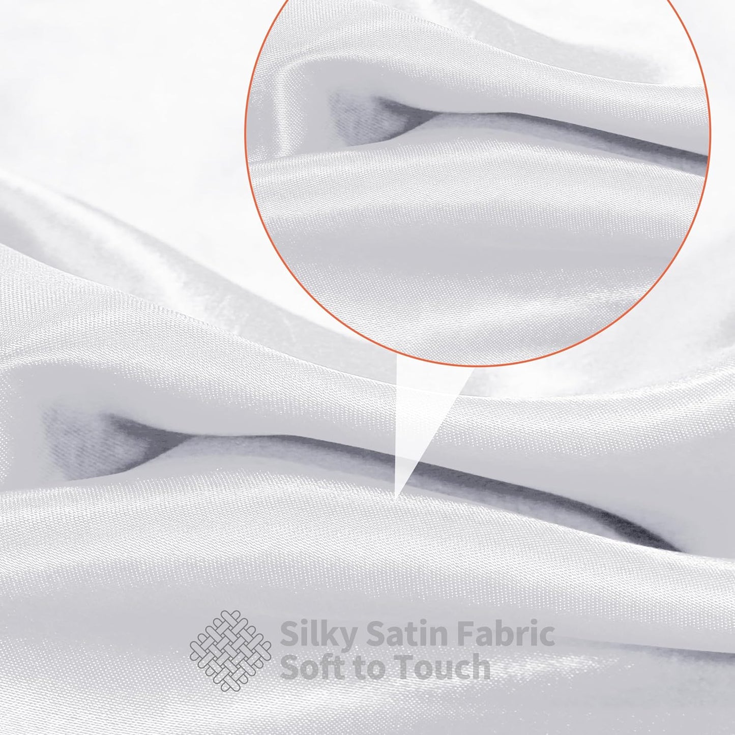 RUDONG M White Satin Fabric by The Yard, 1 Yard x 60 Inch Wide Silky Charmeuse Satin Fabric, Soft Satin Fabric for Wedding Decorations, Bridal Dress, Sewing, Accessories, DIY Crafts