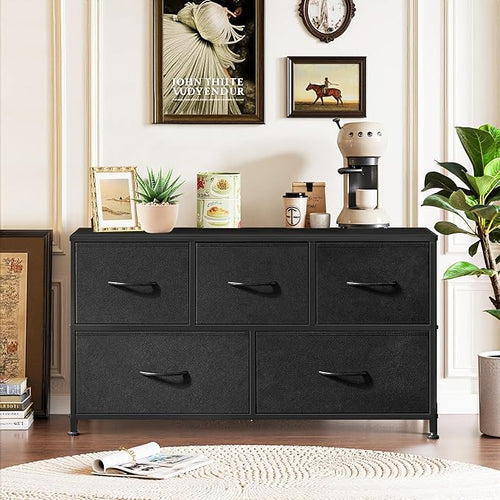5-Drawer Dresser for Bedroom, Anti-Tip Wide Storage Organizer Fabric Chest of - Image 2