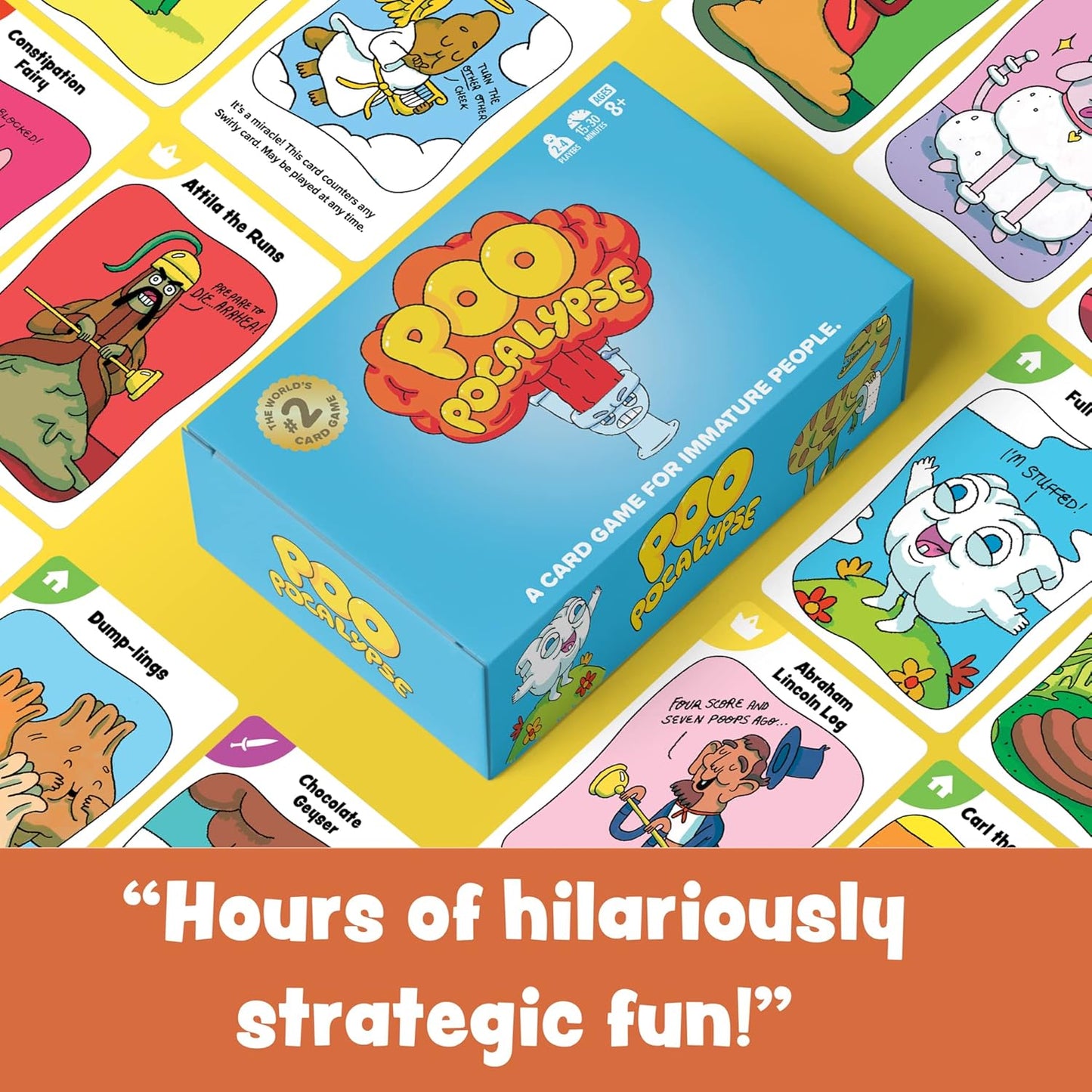 Poo Pocalypse - The Hilarious Card Game for Immature People - Easy and Strategic Family-Friendly Party Game for Adults, Teens & Kids - 2-4 Players