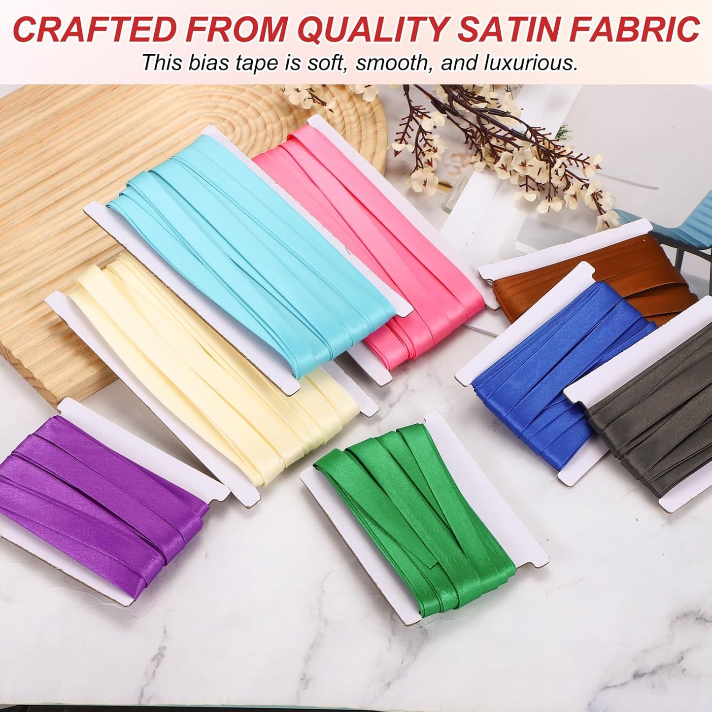 MECCANIXITY Double Fold Bias Tape for Sewing 5/8 Inch x 6 Yards Satin Pre-fold Continuous Binding Tape for Seaming Quilting Hemming Binding DIY Crafts, Sapphire Blue
