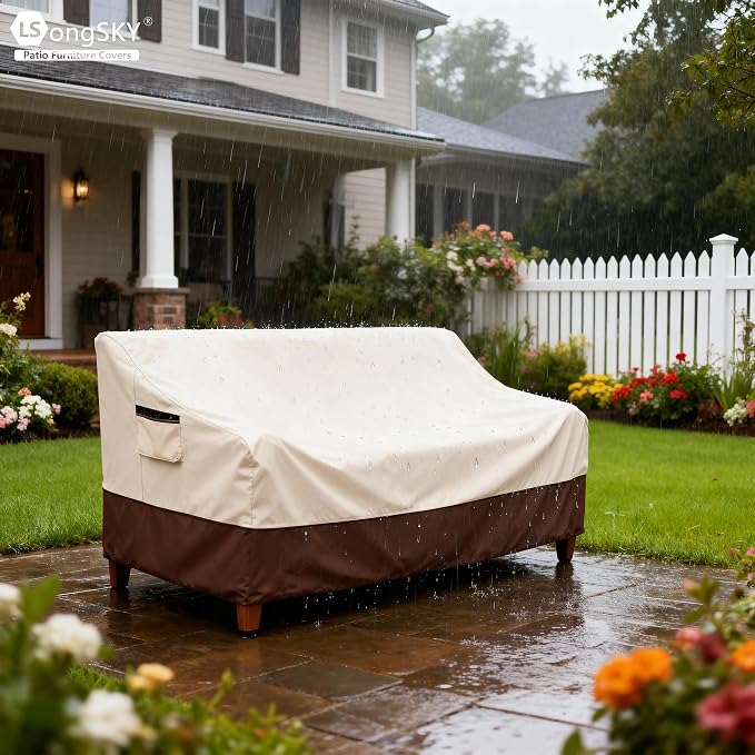 Patio 3-Seater Sofa Cover, Outdoor Couch Cover Fits up to 79W x 37D x 35H Inches - Image 5