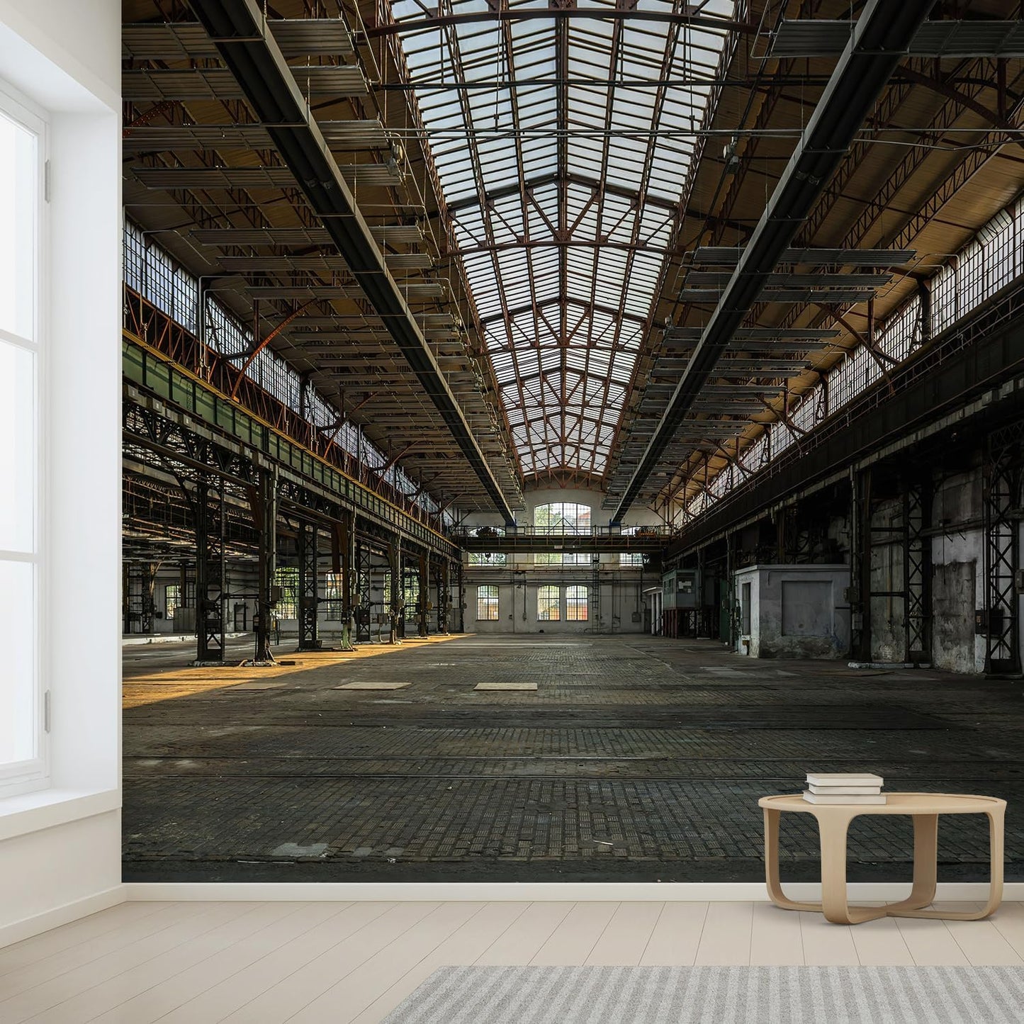 wall26 Industrial Interior of an Old Factory Building Removable Wall Mural | Self-Adhesive Large Wallpaper - 132x144 inches