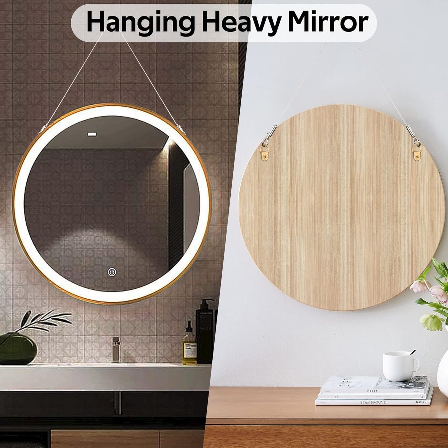 4PCS Picture Hanging Wire Kit Supports 66lbs,Hanging System with Adjustable Photo Hook and 2.5m x1.5mm Stainless Steel Wire Rope for Hanging Frame Picture Photo Mirror Artwork Light Flowerpot