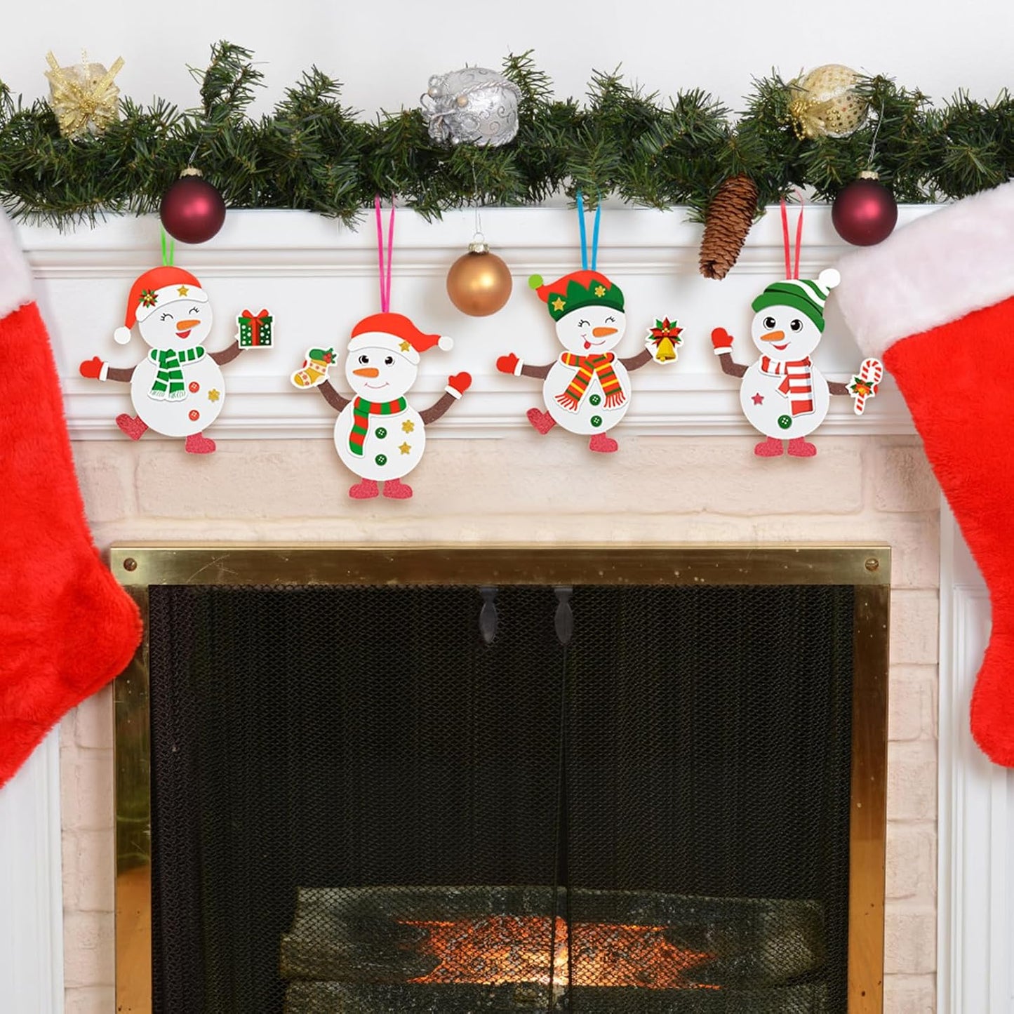 Fennoral 12 Pack Snowman Craft Kits for Kids Make You Own Snowman Foam Stickers Ornament DIY Christmas Arts and Crafts for Chirstmas Party Supplies Winter Christmas Tree Decoration