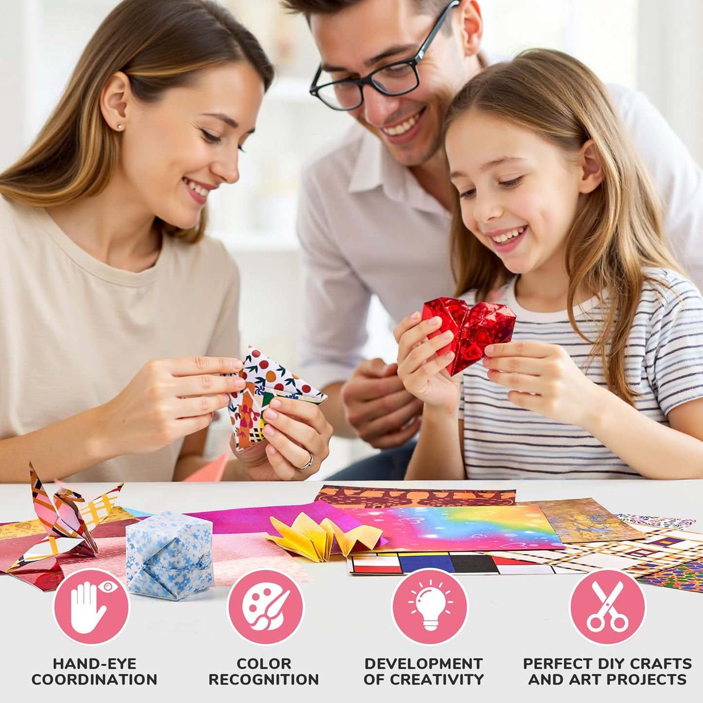 Joycat Pastel Glow in The Dark Origami Paper - 50 Sheets 6x6 Inches - Soft Luminous Sheets for Kids & Creative Projects, Ideal for Scrapbooking, Card Making and DIY Crafts