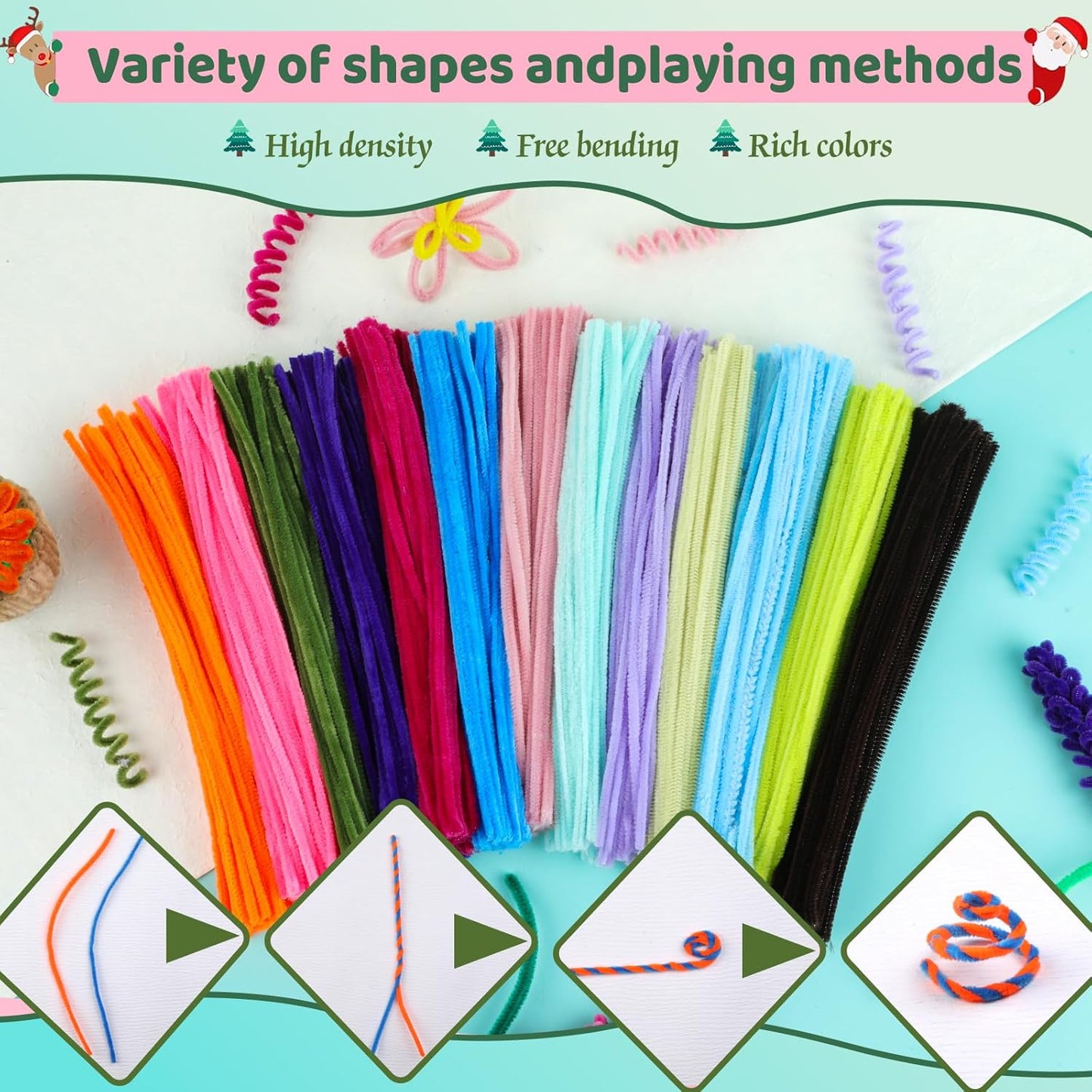 200PCS Pipe Cleaners, Green Pipe Cleaners Chenille Stem, Fuzzy Sticks Pipe Cleaners Craft Supplies for DIY Arts Crafts Project