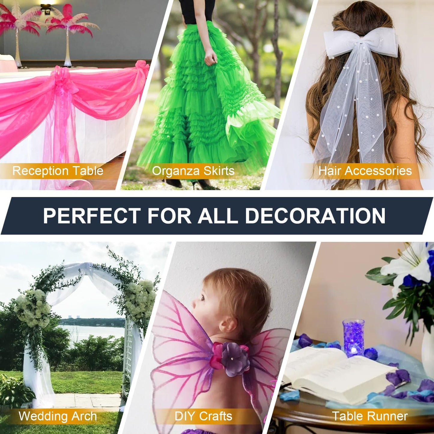 Organza Tulle Fabric Rolls, Crystal Organza 12" by 50 Yards (150 ft) Sheer Nylon Silky Shiny Netting Spool Bolt for DIY Craft Table Runner Wedding Baby Shower Party Decor (Navy Blue)